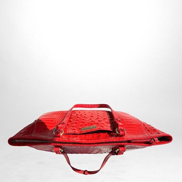 Brahmin Medium Cherry Red Croc Embossed Asher Tote - Picture 5 of 16